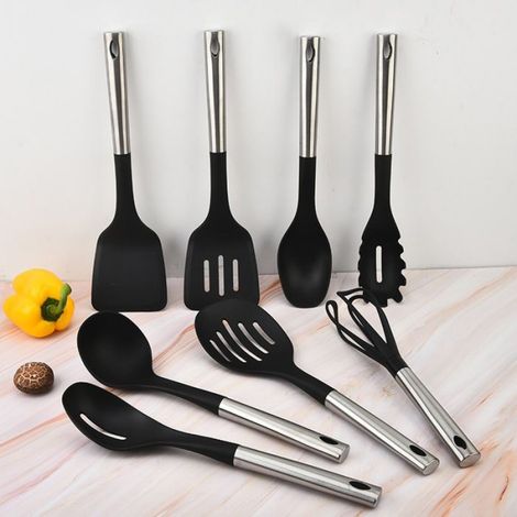 Ensemble Ustensiles Cuisine - Acier Inox - 8 Pièces - Nylon - Conception Creuse (1/5)
