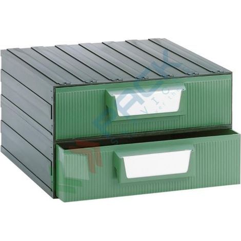 Cassettiera modulare "G" con 2 cassetti - Verde - Mobil Plastic (1/2)