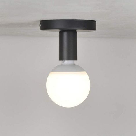 E27 Douille d'Ampoule en Métal E27 Douille de Lampe Support Base pour Lampe Support Douille E27 Murale Plafonnier Lampe de plafond pour Couloir Chambre Café Cuisine Salon étude,Noir (1/4)