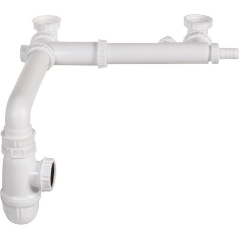 Valentin – Vidage complet lavabo 2 bacs – Siphon déporté pour gain de place – Raccords adaptés pour espaces confinés