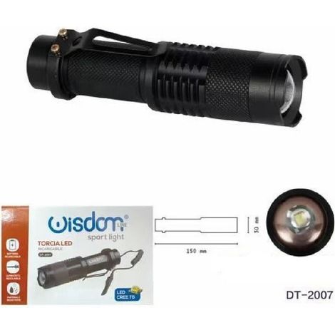 TRADE SHOP - Torcia Led Cree T6 Batteria Ricaricabile Usb Auto Luminosita' Regolabile Dt-2007 - (1/5)
