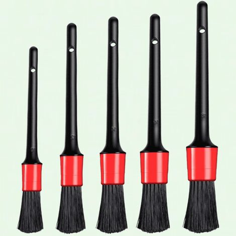 Brush Set - Boar Hair And Silk Hair - For Car Interior And Exterior Cleaning - Dry Wash Compatible - 5 Pieces (1/5)