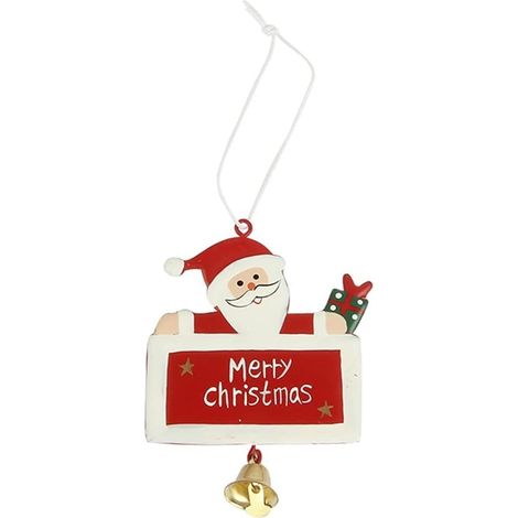 10 Décoration de sapin, pancarte suspendue Père Noël, pendentif cloche dorée, fer résistant, intérieur maison (1/5)