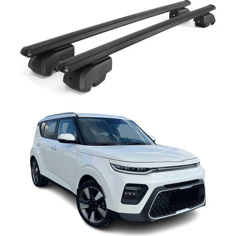 OMAC Aluminium Dachträger Querträger für Kia Soul X-Line 2021-2022 – City Crash – ISO/PAS 11154:2006 – Abschließbar – Max. 75 kg – 2 Stangen Schwarz (1/5)