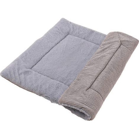 Weiches und warmes Plüsch-Hundekissen, waschbare Zwingermatte für große, mittlere und kleine Hunde, grau mit Anti-Rutsch-Band (Größe M)