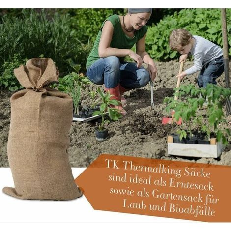 5 Sacs toile de jute - Sac jute pomme de terre – Sac a patate conservation – Anti inondation (60 x 100 cm), Marron (1/3)