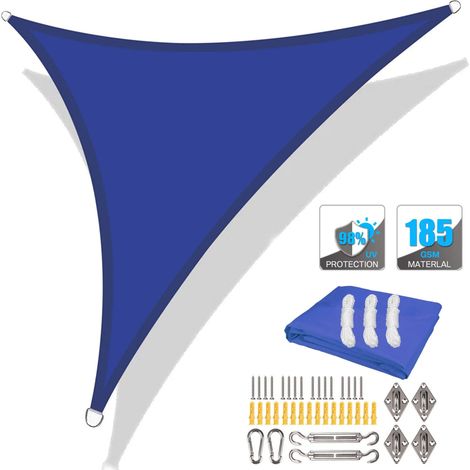 (Bleu foncé, accessoires d'installation inclus, 200x200x200cm) Auvent pare-soleil de haute qualité, coupe-vent et respirant, protection solaire extérieure. (1/5)