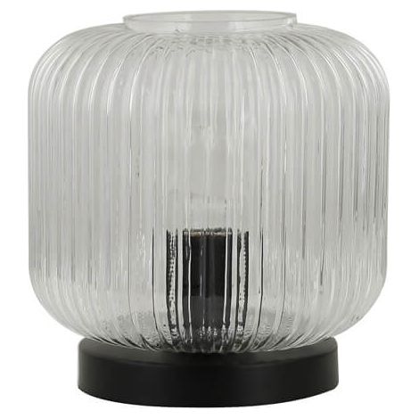 HOME DELUXE Tischlampe aus Glas LILY - Transparent  Tischleuchte Tischlicht Schreibtischlampe  kleine Tischlampe, Design Tischlampe, moderne Tischlampe