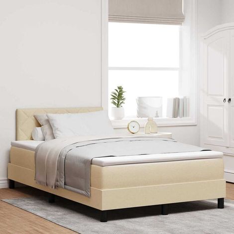 Boxspringbett mit Matratze mit LED Creme 120 x 190 cm Stoff