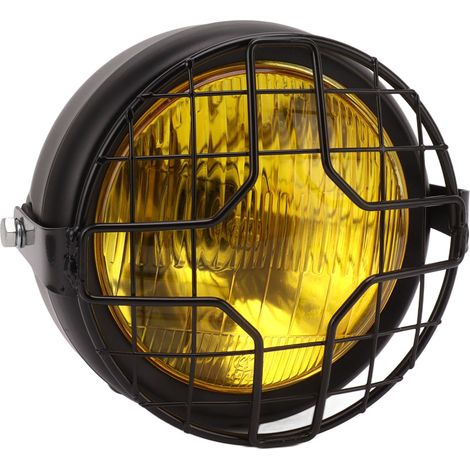 Phare de moto 5,75 pouces 35 W, lentille jaune, feux de route/croisement, antibrouillard avant avec support de fixation pour chopper, bobber et café racer (1/5)