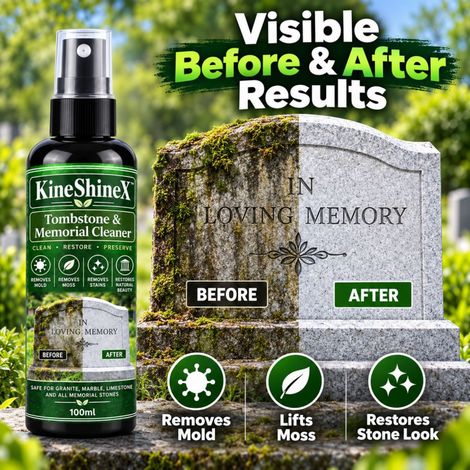 KineShineX Tombstone Marmorreiniger entfernt Moos, schwarze Flecken, Staub und Schimmel.