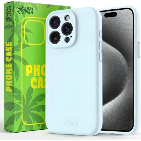 Funda de silicona UrbanPalm para iPhone 15 Pro Max con MagSafe, color azul paloma. (1/5)