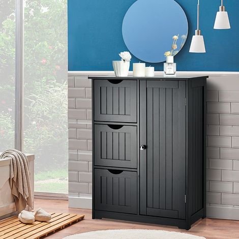 Mueble de bano mueble almacenaje con 3 cajones 60 x 30 x 81 cm negro