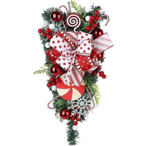 Künstliche Weihnachtsgirlande, dekorativer hängender PVC-Kranz mit Süßigkeiten, festliche Atmosphäre, umgedrehter Weihnachtsbaum (1/5)