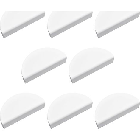 (Blanc) Lot de 8 poignées de tiroir et de porte en alliage d'aluminium demi lune