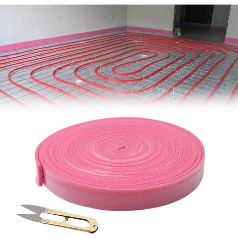 Edge Insulation Tape 10 cm x 5 mm x 15 m, Peripheral Tape for Self-Adhesive Slab, Resilient Strips for Underfloor Heating, Self-Adhesive Foam Tape, Sealing, Compensation Mass (1/5)