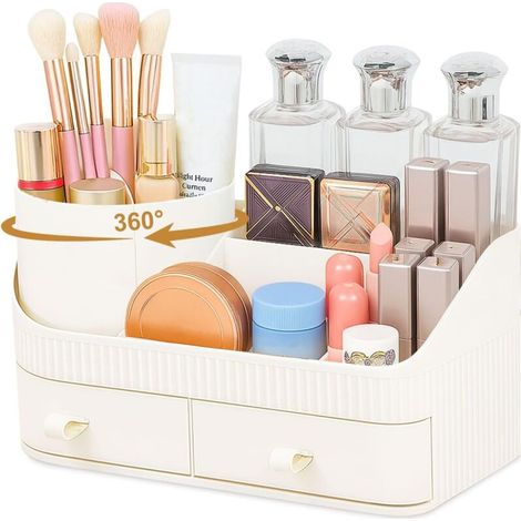 Bardusch-Organisateur pivotant 360° avec tiroirs, multifonction, pour cosmétiques, coiffeuse, chambre ou salle de bain. (1/5)