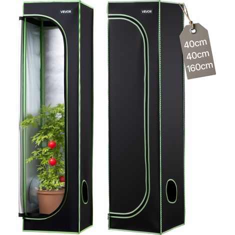 VEVOR Chambre de Culture, 40 x 40 x 160 cm, Tente de Culture Plantes deInterieur, avec Fenetre deObservation, Plateau de Sol, Fermeture Eclair, Mylar 600D Hautement Reflechissant, pour Fleurs Legumes