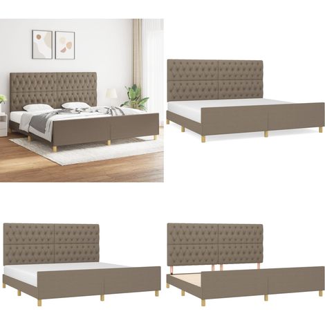 Bettgestell mit Kopfteil Taupe 200x200 cm Stoff - Bettsofa - Boxspringbetten - Doppelbett - Lattenrost - Massivholzbette - Home & Living (1/5)
