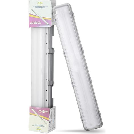 Plafoniera Stagna 2Tubi Led 120Cm 18W IP65 Copertura Opaca Impermeabile FM-20233 (1/5)