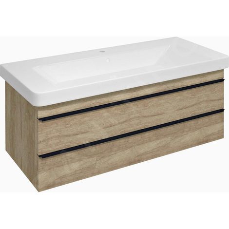 Sapho Sitia - Meuble lavabo 101x50x44 cm, 2 tiroirs, chêne alabama SI105-2222 (1/5)