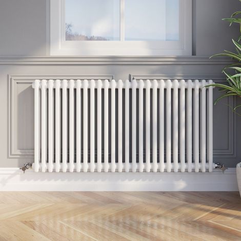 600 x 1190mm Double Bar Horizontal Traditional Colosseum White Column Radiator (1/5)