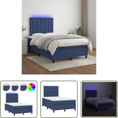vidaXL LED - Boxspringbett mit Matratze & LED Blau 120x200 cm Stoff (1/5)