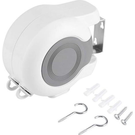 Corde à linge rétractable murale 13m – Double ligne extensible 26m – Matériaux ABS et PVC – Installation rapide incluse – (1/5)