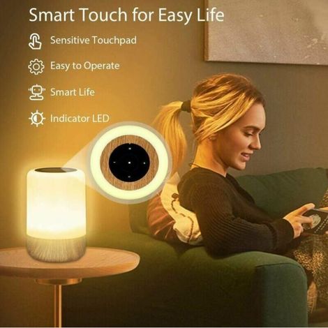 Lampe de chevet sans fil tactile réglable par la lumière, LED a batterie, 4 décoloration, 3 luminosité, LED rechargeable pour enfants, avec minuterie pour la Chambre, la table et la nuit
