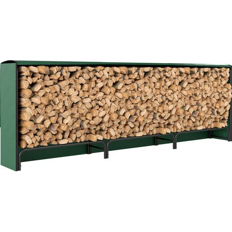 Portalegna da 1m³ Regolabile con Telo Impermeabile in PE, in Metallo, 300x36x99 cm, Nero e Verde Scuro (1/5)