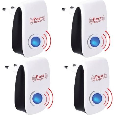 Pack de 4 Appareil Ultrason Souris - et Rats Barrage aux Insectes Repulsif à Tue Mouche Electrique Anti Puissant ultrasons rongeurs (1/4)
