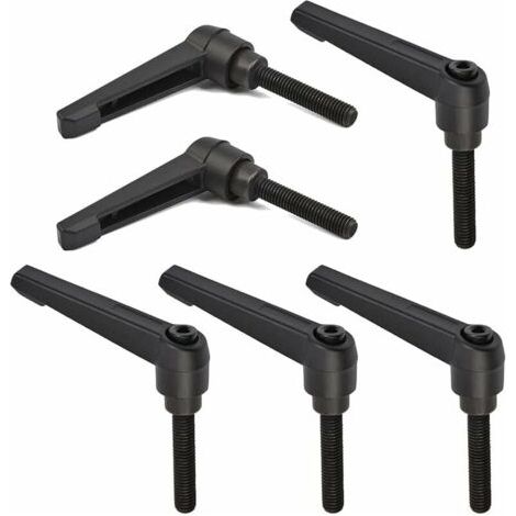 6 PCS Poignée de Levier de Serrage M8, Poignées Réglables 32MM de Machine de Poignée de Filetage Mâle en Acier Inoxydable M8 (Noir) (1/5)