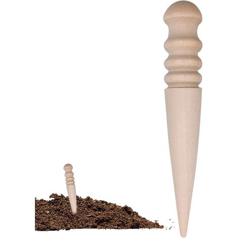 CCYKXA  2-Piece Dibbler Seedling Tool – Planting Dipper, Miniature Planting Dipper  Gardening Tool, Easy-Grip Wooden Hand Dipper for Planting Bulbs, Transplanting (1/5)