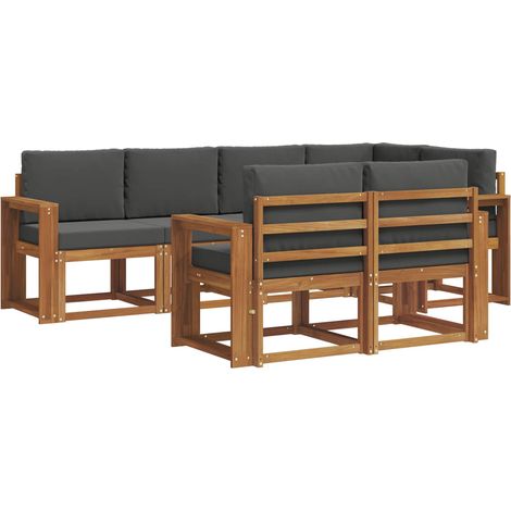 Conjunto de sofás de exterior 7 uds. Natural y Antracita vidaXL (1/5)