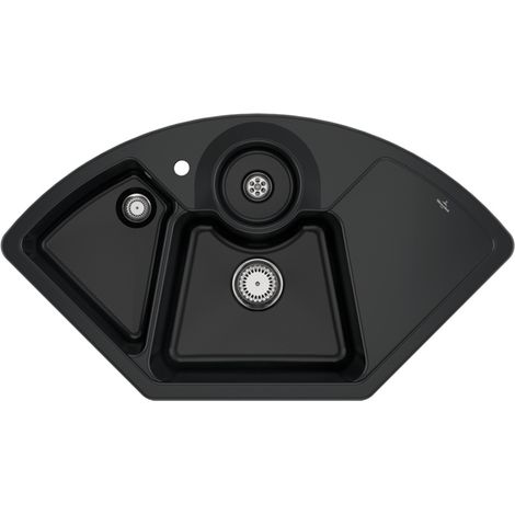 VB Eck-SP Solo Eck 1075x600mm Ablgarn. Vasque à cuvette restante avec Keram Pure Black
