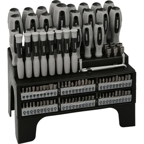 WOLFPACK LINEA PROFESSIONAL Set di cacciaviti/cacciavite 100 pezzi con supporto espositivo
