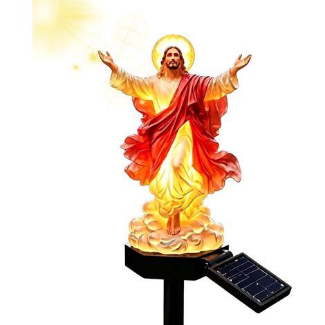 Statue de Jardin Jésus Décoration chrétienne bénie imperméable Statue pour jardin Jésus illuminée à énergie solaire pour pelouse, cour paroissiale, balcon, terrasse, bassin, parterre (1/5)