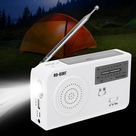 Radio de survie solaire et manivelle AM/FM RD‑638T avec lampe torche LED