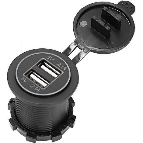 Chargeur étanche pour voiture, moto et bateau avec double port USB 4,2 A, orange, 12–24 V CC
