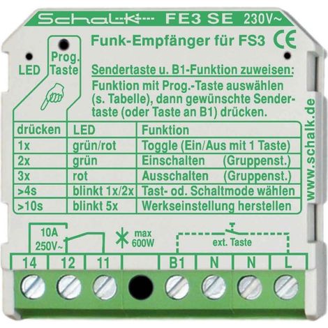 Interruttore ricevitore schalk FE3 SE senza fili 10A 230V AC
