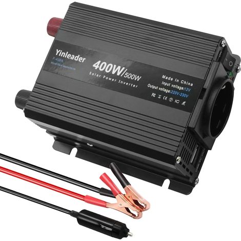 400 W 12 V 220 V Konverter Dual USB Spannungswandler Wechselrichter DC 12 V AC 230 V, Wechselrichtertransformator mit Zigarettenanzünder-Steckdose (1/5)