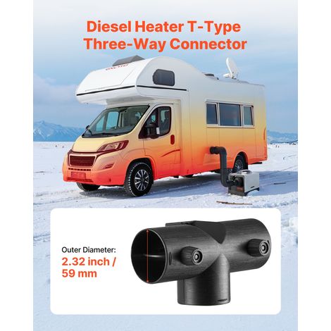 Raccord de Chauffage Diesel 59 mm, Connecteur d'Évent à 3 Voies en T, avec 2 Vannes Rotatives à 90°, pour Réchauffeur d’Air Diesel… (1/5)