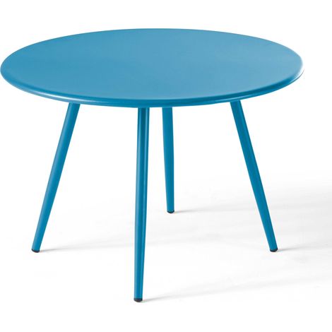 Table basse ronde en métal bleu pacific - Palavas (1/4)