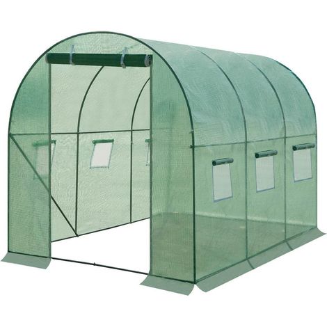 Invernadero túnel para jardín 300 x 200 x 190 cm verde con estructura de acero galvanizado (1/5)