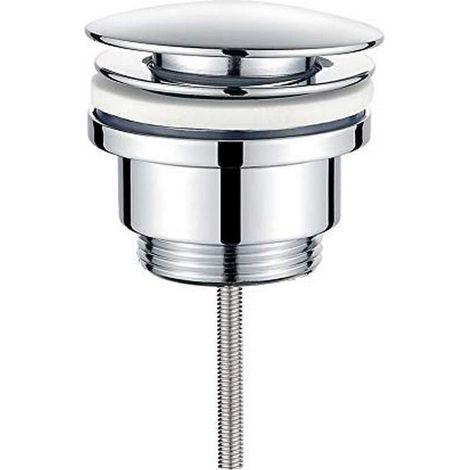 M20509 Bonde de Lavabo Clic Clac avec/sans Trop Plein Bouchon Vidage Salle de Bain en Métal Argenté,Robuste et Installation Facile (1/5)