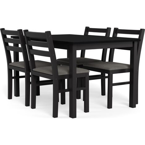 Conjunto de mesas y sillas para comedor Norsica 857, Negro + Gris claro, 75x70x110cm, Diámetro: 0, Número de asientos: 4, Estilo: Contemporary