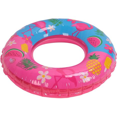Bouée gonflable pour piscine, 1 unité, avec imprimé flamant rose, en PVC renforcé, couleur rose, pour une utilisation estivale en piscine.-AquaForge (1/5)