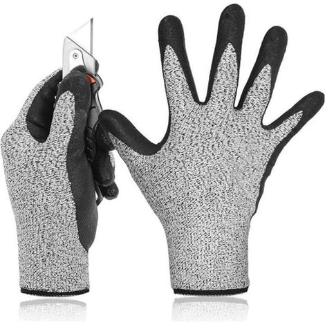 Gants résistants aux coupures, HFES Niveau 5 Gants résistants aux coupures 3D Comfort Stretch Fit, Pass Fda Food Contact, Smart Touch, Gant de travail de sécurité gris for la coupe de viande, la pêche (1/5)
