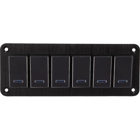 Panneau 6 interrupteurs à bascule étanche 12V-24V 3 broches voyant bleu 30A précâblé camping-car bateau voiture (1/5)