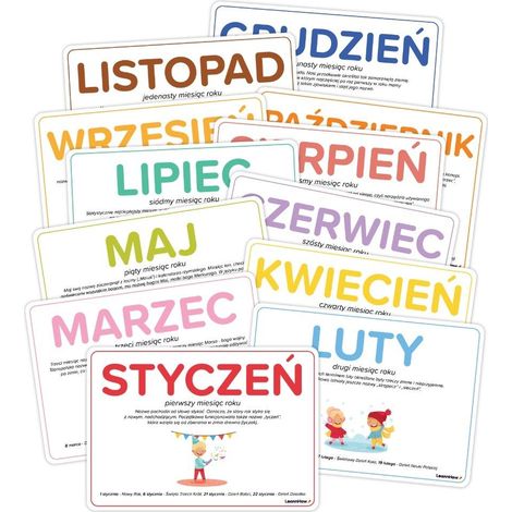 Tableros educativos A5 - Tarjetas de 12 meses